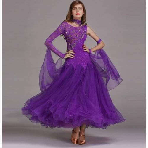 Ballroom Modren Asymmetrical Sleeves Dress Sexy Flamenco Dance Skirt for Women & Adult Salsa Tango Waltz Costumes 8 Colors A0063