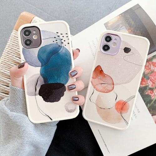 Moskado Art Watercolor Shockproof Phone Case For iPhone 12 11 Pro Max X XR XS Max 7 8 7Plus Matte Soft Silicone TPU Back Case
