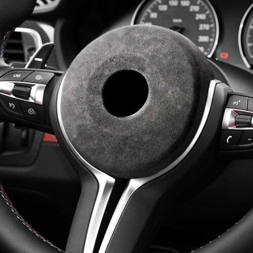 New Suede Car Steering Wheel Airbag Cover Frame Sticker Decoration Car Interior Trim For BMW F Chassis 1 2 3 4 Series