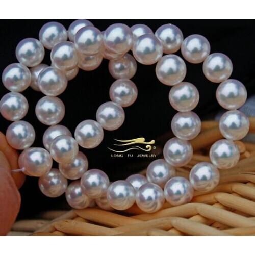 100%natural Japan Akoya circle light seawater pearl necklace 8-8.5MM certificate 18INCH