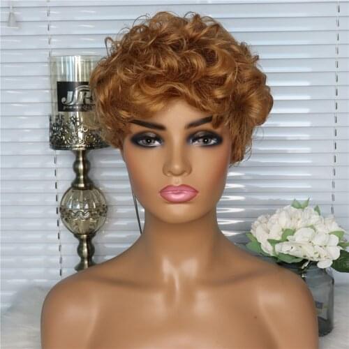 Curly Bob Human Hair Wigs For Black Women Non-Remy Short Full Machine Wig Ombre Colored Glueless Brazilian Hair Wig Eifini Hair