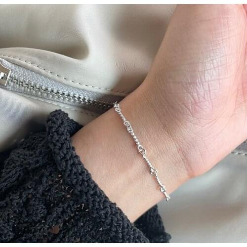 Authentic 925 Sterling silver Twist Chain Bracelet Wrist Charms fine Jewelry