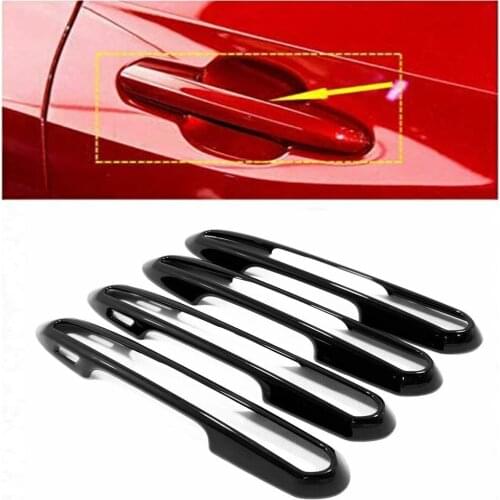 Hollow Glossy Black Side Door Handle Cover Trim 4pcs for Toyota Rav4 2019-2020 Not Smart Door Lock and Smart Door Lock