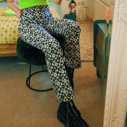 YICIYA Casual Vintage High Waist Pants Women Y2K Aesthetic Skinny Long Trousers Ladies Floral Print Fashion Streetwear 2021