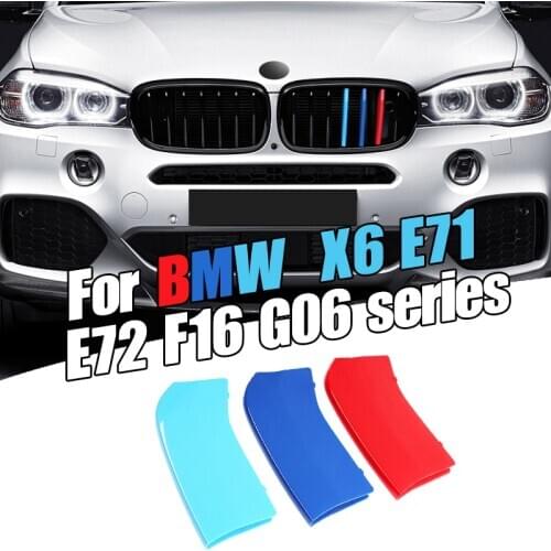 Dropship 3pcs Car 3D M Styling Front Grille Trim Bumper Cover Strip Strips Stickers Cover for BMW X6 Series F16 2015-2016