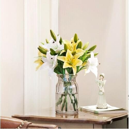 Real Touch Simulation Flower Vivid Lily Flower Heads Bouquet for Wedding Decoration Home Table Accessory Party decoration 1pc