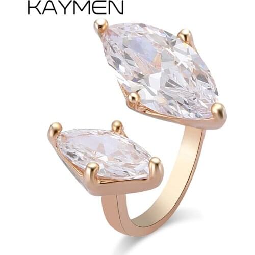 Kaymen Double Marquise Cubic Zirconia Adjustable Cuff Rings for Women Girls, Wedding Rings, Engagement rings 00291