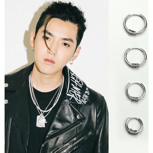 KPOP 2PCS/SET G-Dragon Titanium Steel Ear Studs 8MM-20MM Earring Unisex Jewelry Fans Collection f67