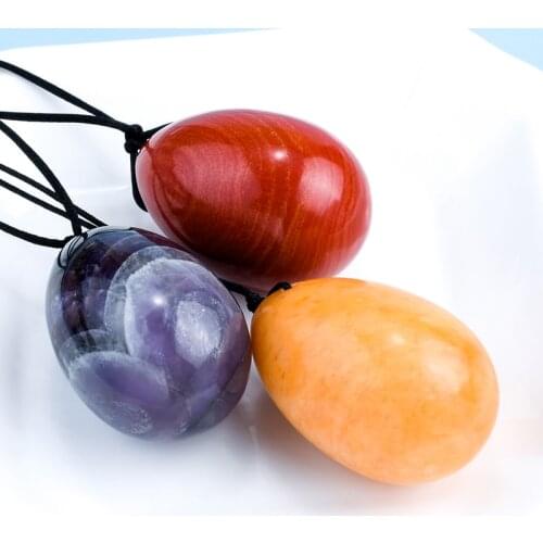 40x25MM M Size Natural Gems Stone Yoni Eggs Kegel Exercise Jade Egg Pelvic Vaginal Muscle Tightening Benwa Balls 3 Pieces