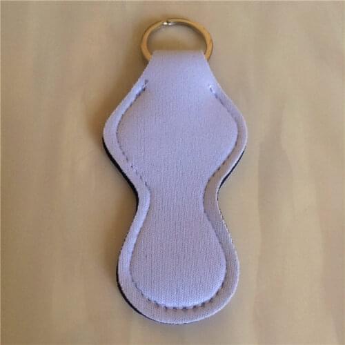 Sublimation blank keychains neoprene lipstick key ring hot transfer two sides can printed consumables diy gifts 20pcs/lot