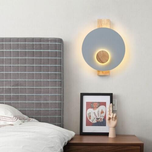 LED Bedside wall lamp Nordic solid wood aisle corridor wall sconce bedroom living room wall light AC85-265V Indoor wall lamps WF