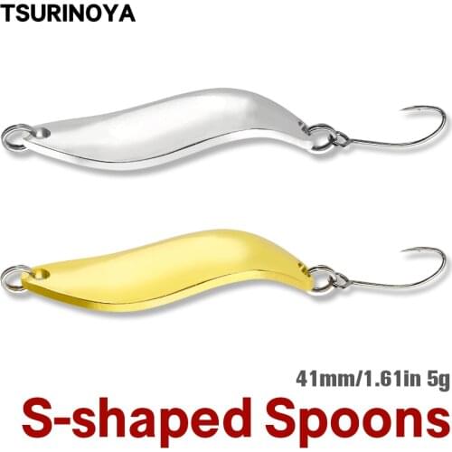 TSURINOYA Spoon Fishing Lure DANCER 41mm 5g 2pcs S-shaped Metal Spinner Sequins Artificial Hard Baits Trout Pike Fihsing Tackle