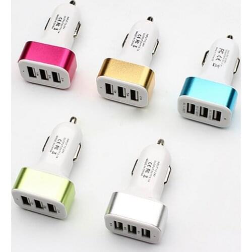 Universal Car Accessories 12-24V Fast Charge 3 Ports USB Car-charger Adapter Socket Car Charger Cigarette Lighter For Phone MP3