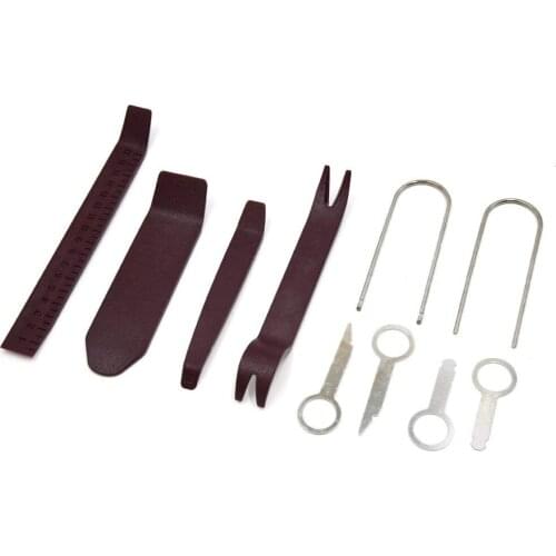 Uxcell Brown Car Video Audio Radio Dismantle Tools Kit Remove Hand Tool Set 10 in 1