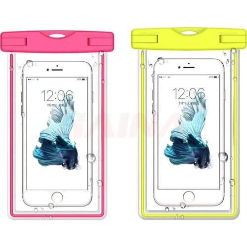 Waterproof Phone Bag Underwater Luminous transparent touchable pouch beach Underwater phone Bag for iPhone samsung Huawei Xiaomi