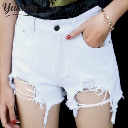 Woman denim shorts high waist ripped jeans shorts fashion sexy female shorts S-L