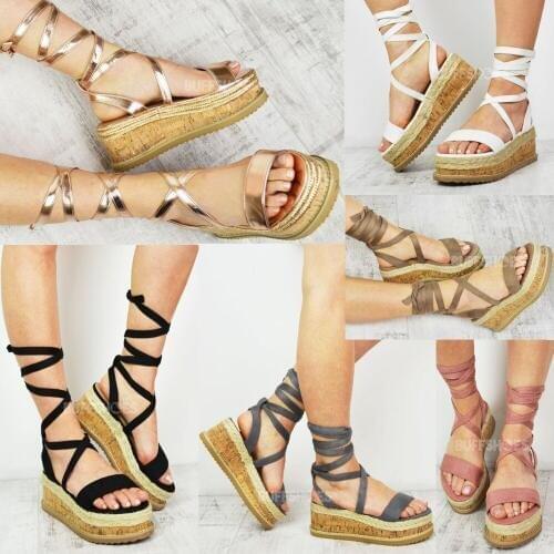 Bomlight Summer Wedge Espadrilles Women Sandals Open Toe Gladiator Sandals Woman Casual Ankle Strap Women Platform Sandals Shoes