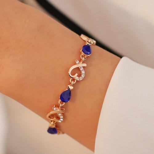 Heart Hollow Women Bracelet Zinc Alloy Colorful Rhinestone Chain Bracelet Jewelry Accessory Valentine Day Party Girlfriend Gift