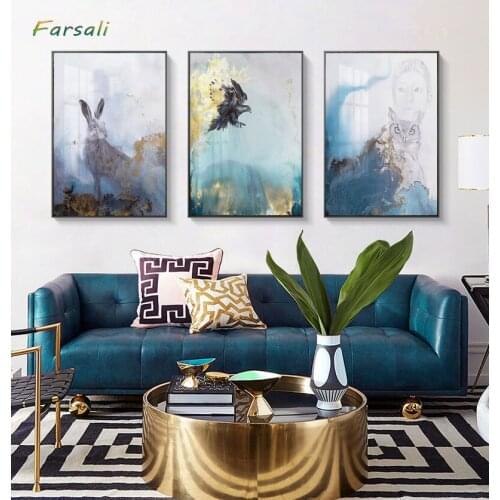 Golden Abstract Landscape Wall Art Canvas Painting Nordic Posters and Prints Decoration Home Wall Pictures for Living Room Décor