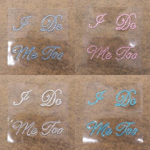 4pcs/Set Rhinestone Letter I Do Me Too Wedding High Heel Shoes Decal Novelty Glitter Stickers for Bachelor Bridal Shower Party