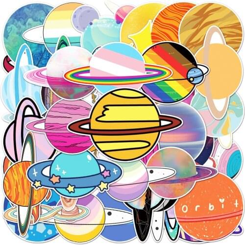 10/30/50pcs Universe Outer Space Planet Stickers for Children Laptop Skateboard Computer Guitar Kids Cartoon Sticker Decal Toy