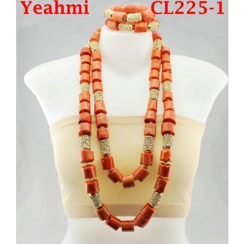 2018 Big Coral Beads African Jewelry Set Fantastic Wedding Coral Bridal Beads Jewelry Set Women Statement Jewelry Set New