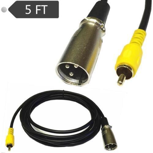 3Pin XLR male to single phono RCA coaxial shield cable Gold plated -5ft