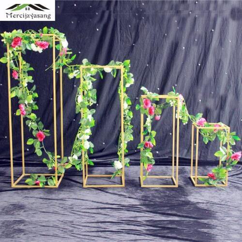 4PCS/LOT Floor Vases Metal Tabletop Vase Flower Holder Centerpieces Racks Geometric Road Lead for Home/Wedding Decoration G040