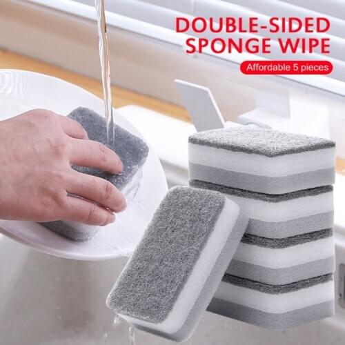 5Pcs/Set Highly Efficient Scouring Pad Dish Cloth Cleaning Brush Kitchen Rags Strong Decontamination Dish Towel
