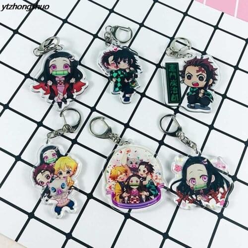 Anime Demon Slayer Kimetsu No Yaiba Keychain Kamado Tanjirou Kamado-Nezuko Tomioka Giyuu acrylic Key Chain Cute Funny Cartoon