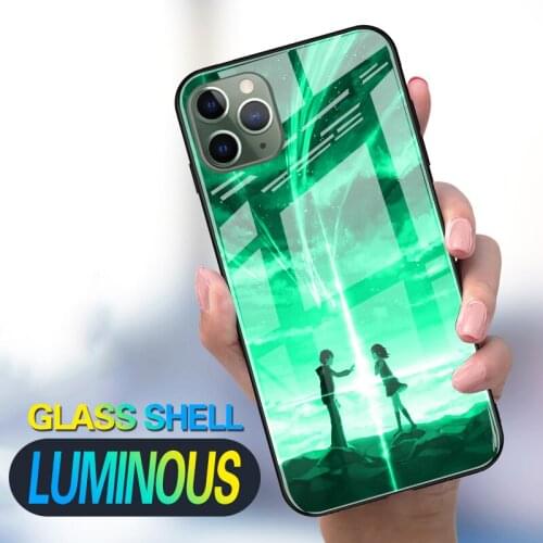 Luminous Tempered Glass Case For iPhone X 6S 7 8 Plus Shine Bag Case Back Cover For iPhone XR XS 11 Pro MAX