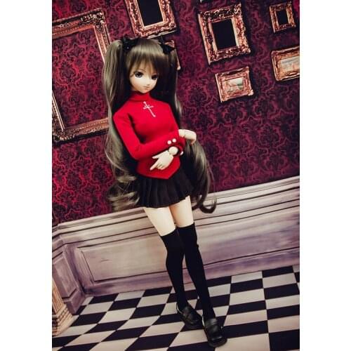G10-X034 children toy SD MSD 65cm 1/3 1/4 1/6 dolls props Accessoriess clothes Red top and black pleated skirt socks 3pcs/set