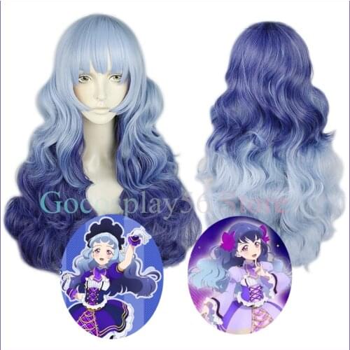 Aikatsu Friends! Cosplay Shirayuri Sakuya Shirayuri Kaguya Wig Twins Gradient Blue Curly Girls Synthetic Hair