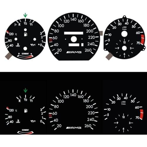SD Motor O-I-L EL Glow Gauge 260 KM 7000 RPM Economy for MB W124 W126 W201 190E Black Panel White Lighting