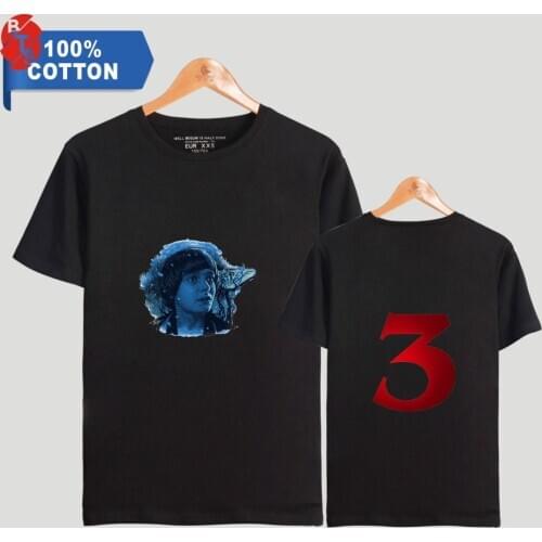 Stranger things 3 100% Cotton Men T-shirts Summer Short Sleeve Fashion Printed Tshirts 2018 Hot Sale Casual Streetwear Tee Shirt