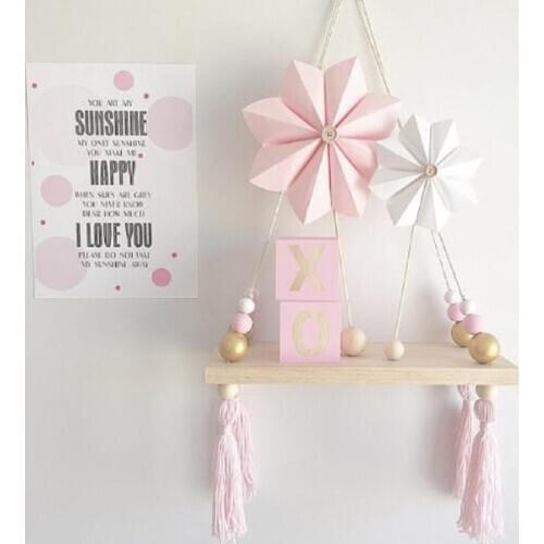 HOT SALE! Kids Baby Room Nordic Style Wooden Tassel Beads Room Wall Hanging Decor Gift Wall decoration