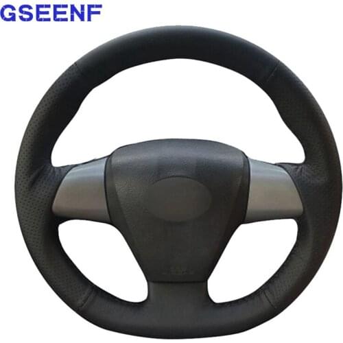 DIY Car Steering Wheel Cover Black Genuine Leather For Toyota Corolla 2011 2012 2013 RAV4 2011 2012