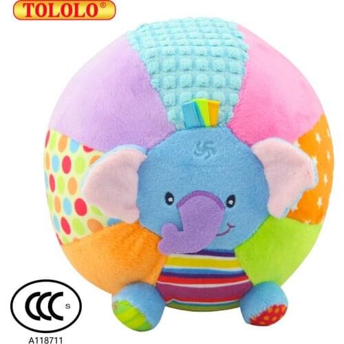 JB TOLOLO Rattle Toys Hand Ball Elephant Cloth Toy Cartoon Early Educational Animal Ball For Kids Activity Baby Soft Ball