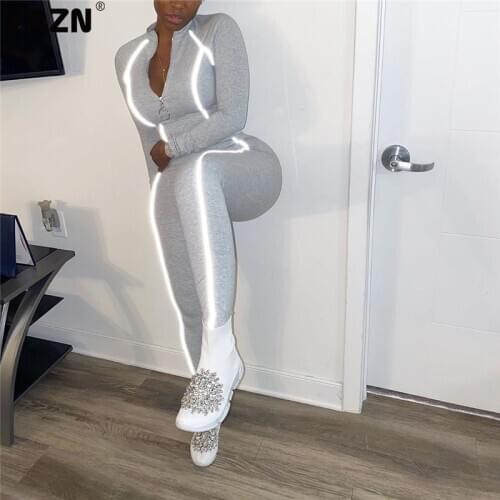 VAZN 2020 Autumn Top Quality Sexy Soft Elastic Young Sexy Full Sleeve Cloth Group Long Pants Tracksuits Slim Women 2 Piece Set