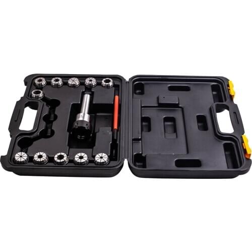 ER32 Chuck MT3 Shank Spanner with 11 PC Collets Set + Box For Milling Machine