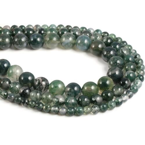 Natural Stone Aquatic Agates Beads 4/6/8mm Round Ball Onyx Loose Beads for Jewelry Making Necklace DIY Bracelet Accessories