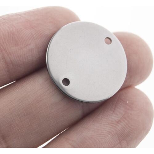 Stainless Steel DIY 20/30mm 2 Inside Hole Stamping Round Blank Dog Tags Pendants For Jewelry Making Wholesale 10pcs