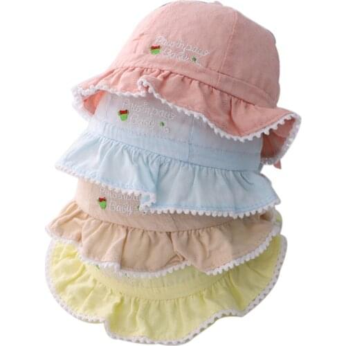 Summer Soft Cotton Baby Sun Hats Toddler Little Girls Panama Hats Kids Girls Bucket Cap Newborn Raffle Brim With Bownot Sun Hat