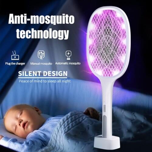 Rechargeable Fly Swatter Electric Mosquito Killer Racket Summer Insect Killer Home Mosquito Trap Bug Zapper Lamp Anti Mosquito