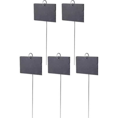 Practical Slate Gardening Labels Rectangular Plant Tag Iron Hanging Display Sign for Flower Bed Pots Planters