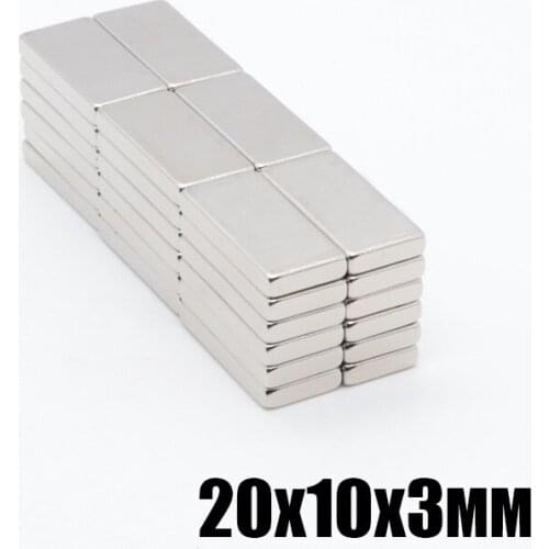 50pcs 20x10x3 mm N35 Strong Square NdFeB Rare Earth Magnet 20*10*3 mm Neodymium Magnets 20mm x 10mm x 3mm