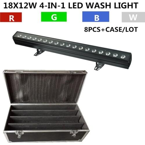 8PCS/ 18X12W LED wash light +Flight Case RGBW 4IN1 LED PAR DMX512 4/8CH disco light,professional dj equipment