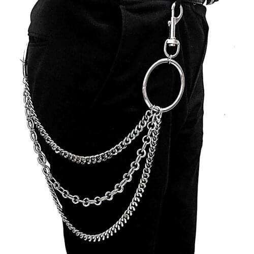 Three Layers Metal Pants Trousers Chain Long Keychain Wallet Chain