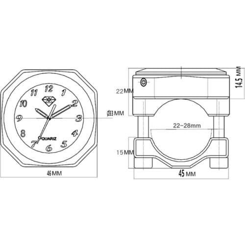 Universal Aluminum Alloy Motorcycle Luminous Handlebar Mount Clock Watch Thermometer 40GF