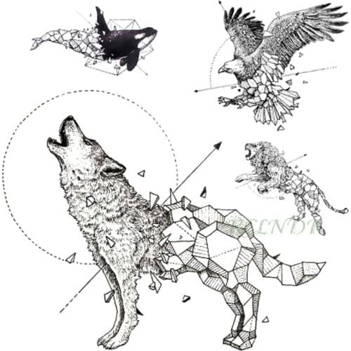 Waterproof Temporary Tattoo fox wolf wolves whale owl deer buck lion hawk tato flash tatoo fake tatto for girl women men